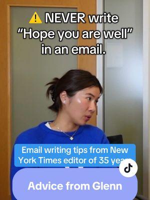 ❌ Dont use “hope you are well” in the first line of a cold email. You wont stand out. Your email will be ignores as you will be ONE of A MILLION. instead, be ONE IN a MILLION and personalize your email. Editor glenn kramon from the new york times tells us how to do just that ✍🏻☺️ #businessschool #mbastudent #mbalife #corporate #womeninbusiness #womeninstem #womenintech #writing #communication #publicspeaking 