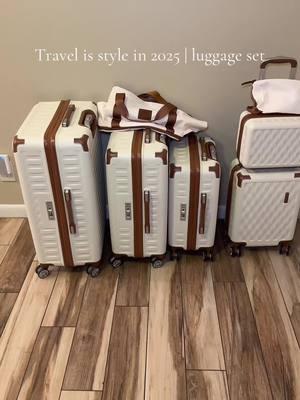 This 7 piece luggage set on wheels is so freaking adorable. I am obsessed with it.. add to Cart RIGHT NOW!! #luggageset #luggagehack #luggagepacking #suitcase #suitcases #traveltips #traveling 