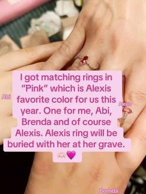 Got us PiNK matching rings for the 4 of us 🩷🩷🩷🩷. We will wear them forever. @abigail @pqtos_girl #alexisfelix16lives4ever #544forever #grievingmother #matchingrings 