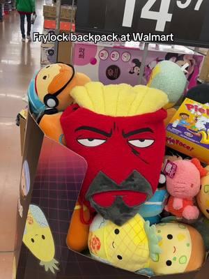 floating box of French fries who has laser-shooting contact lenses, dental braces, and a goatee. #frylock #aquateenhungerforce #athf #walmart 