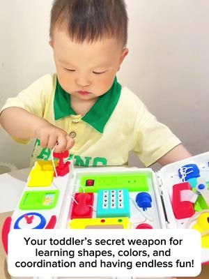 This busy board keeps him busy for hours! #babytoy #busyboard #toys #montessoritoys 