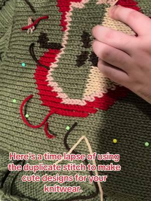 The duplicate stitch is so easy. I have a video up on my page if you wanna learn how to do it :) #knitting #knittersoftiktok #knittingtiktok #fiberart #knittingtutorial 