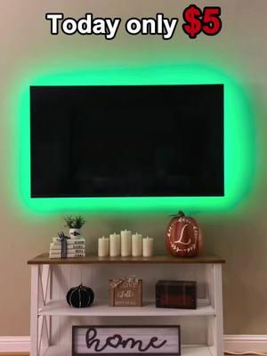 If you don’t have some of these, you need to get some now! They are too cool!!!  Our tv is 65inch and we got the 5m length. #tvlights #livingroomaesthetic #halloweenvibes #tv #ledstriplights 