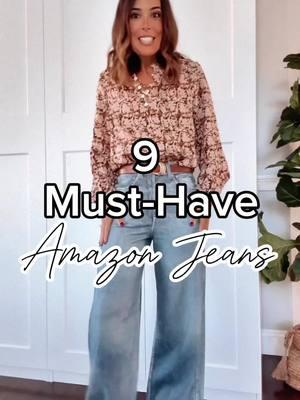 9 pairs of jeans from Amazon that you WILL LOVE 🙌🏻 Which is your favorite?! #denimsweatpants #40andupsideoftiktok #casualoutfits #jeans #jeansoutfit #amazonfashion #founditonamazon 