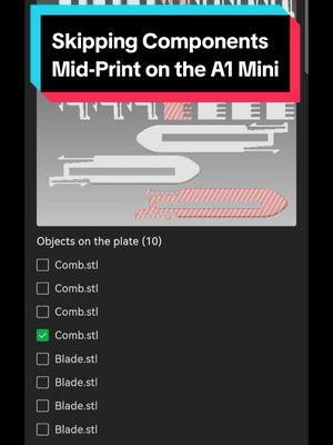 Using the Bambu Handy app to skip over some components without cancelling the whole print; on the A1 Mini. Such a "handy" feature! 😂 #TechMakesArt #3dprinting #Bambulab 