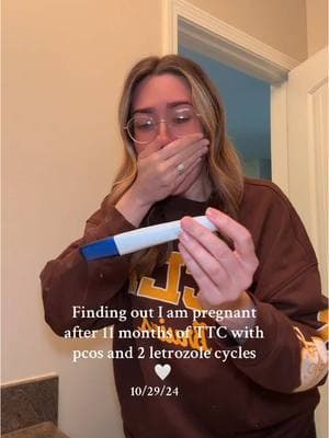 A very long 11 months but so grateful to be here pregnant with my letrozole baby 🤍  #letrozole #fertilityjourney #pcos #pcosawareness #pregnant #pregnanttok #sahm #fyp 