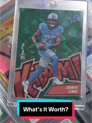 Such an awesome card to see as a Lions fan BUT, What’s the Jahmyr Gibbs 1/1 Green Kaboom Worth ?👀 As much as I wanted it for the PC, if it wasn’t around the closest player comp to him in Bijan & he wanted double , it just wasn’t gonna work 😢 #sportscards #fyp #santiagosports #foryou #foryoupage #the hobby #footballcards #tylersantiago #baseballcards #basketballcards #cardshop #cardshow #cardshop #cardshopowner #cards #deals #negotation #makingdeals #deal #negotationg 