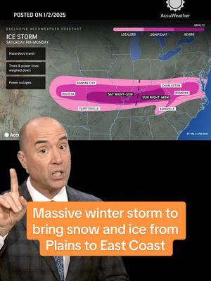 A massive winter storm will spread snow ice for nearly 1,500 miles beginning this weekend. ⁣ ⁣ AccuWeather's Bernie Rayno breaks down how much to expect. ⁣ ⁣ #forecast #snow #snowstorm #icestorm #eastcoast #weather #winterweather #accuweather 