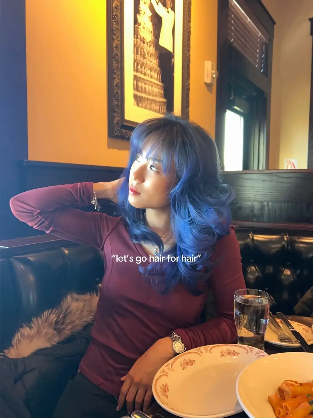 me 🤝 @Dyson USA #bluehair #blowoutturorial #blowout #midnightbluehair #hair #fyp #hairtutorial #dyson #dysonairwrap #makeup #bouncyblowout #bouncyblowouttutorial #grwm