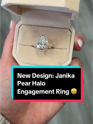 New design alert ⭐️ Janika Pear Halo Engagement Ring 💍 Now listed on our website, available in any center stone type and shape 💎 #pearlabgrown #engagementring #diamonddaughters #sandiego 