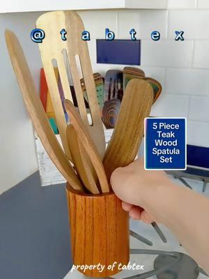 This 5 piece teak wood spatula set is the hottest deal on TikTok Shop right now!  NB: Order the 6 piece "boxed" set if you want the holder that matches it - obviously you'll pay more for the extra piece but it's very pretty. #spatula #wood #teak #kitchentok #kitchengadgets #jmkdp #tabtex #kitchendecor #cooking #rusticdecor #farmhousedecor  #kitchenutensils #ttsdelightnow #cookingtips #giftguide #CapCut 