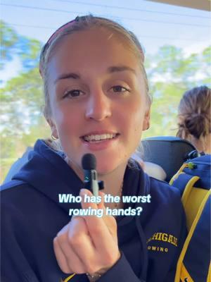 it’s training trip crunchy audio bus interview time 🤩 #rowing #rowinghands #blisters #umichrowing #umich #michigan #michiganrowing #calluses #interview #florida #wintertraining #leiatillisthebest💅 