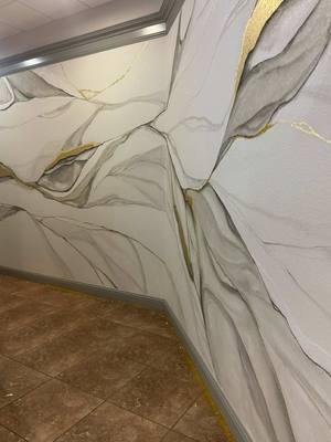 Made a fun  hallway for a client #marble #painting #mural #salon #texas #goldleaf 