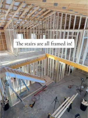 The stairs are officially all framed in and the temporary treads are on! Come back to see what we are doing on the Barndominium next!!🤩 #stairs #staircase #buildingahouse #buildingstairs #barndo #barndominiumliving #barndominium #floorplans #dreamhome #update #barndominiumlife #barndominiums #contractor #constructionlife #construction #houseproject #buildingahouse #howto #DIY  #selfbuild #selfbuilt #husabandwife #selfbuildjourney #building #homebuilder #series #housebuild #firsthome #firsthouse #homeimprovement #homeimprovementprojects