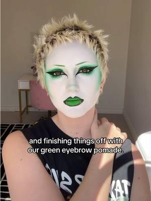 Our Sunset Makeup green goth look 🐍 #gothmakeup #gothmakeuptutorial #gothmakeuplook #tradgoth #tradgothmakeup #whitefoundation 