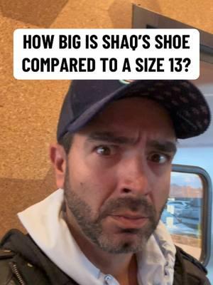 How big is SHAQ’s foot compared to a 13? #shoe #shaq #wtf #bigfoot #huge #size13