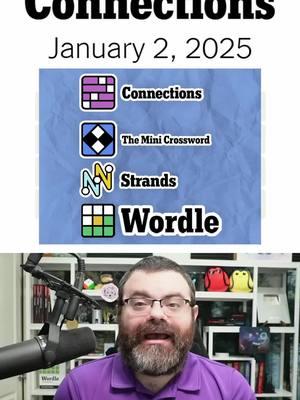 NYT Games Jan 2nd, 2025 Connections, Mini Crossword, Strands, and Wordle #nytconnections #minicrossword #strands #wordle #wordletok #wordgames #rangsk