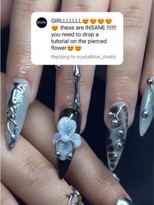 Beginner friendly pierced 3D flower  #3dflowersnails #altnails #nailtutorial #nailtutorialsforbeginners #nailtutorials #gothnails #nailpiercings #nailhack #diynails 