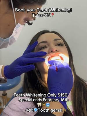 The year 2025 is here!  Take advantage of our limited time offer.  teeth whitening are now discounted to $150.  Tooth gems are also on special,  available until February 16th’✨✨  @lubellelashes  #teethwhitening #tulsa #tulsaoklahoma #parati #fyp #swarovski #toothgems #explore #contentcreator #reels #viral #beautyservices #influencer #trends #youtuber #grillz #vvsdiamonds #trendingreels #onemillionviews #viral #beauty #explorepage #y2kaesthetic #glittergloss #reelsinstagram #reelsviral #reelslovers  #thisisyoursignproject #toothfairy #toothtech #marketing