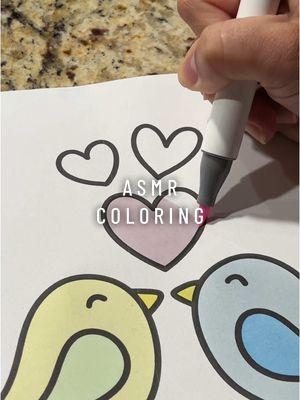 Color with me asmr style 😌 a lot of you asked for an asmr edition so here it is 🥰 #asmrcoloring #fyp #colorwithme #satisfying #asmrsounds #ohuhumarkers #alcoholmarkers #pastelcolors #lovebirds #cute #asmr #adultcoloring #latenightcoloring #calming 