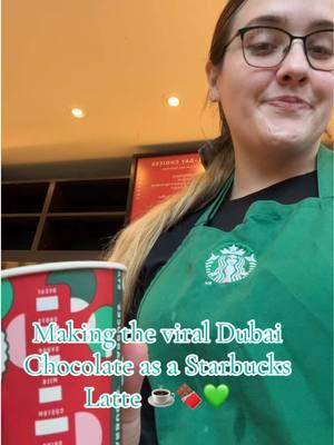 Dubai Chocolate Starbucks latte! ☕️🍫💚  #dubaichocolate #dubaichocolatelatte #pistachio #starbucks #starbucksdrinks #starbucksbarista #starbucksrecipe #starbuckspistachiolatte #mocha #mochapistachiolatte #trending #viral 