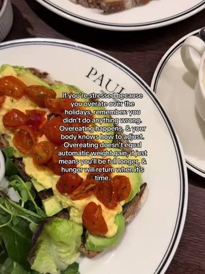 No need for guilt, stress, or shame. Overeating happens, & your body adjusts. No need to restrict food or exercise to “make up” for overeating. You just need to get back to your normal & honor your body’s needs (including hunger).🤍  Looking to work with a dietitian in 2025? Submit an application to work with us, link in bio! 💌 We accept Blue Cross Blue Shield & United Healthcare, & most clients pay $0 out of pocket! 🥳✨   〰️ #intuitiveeatingofficial #dietitian #intuitiveeating #foodfreedom #nutritioncoach #dietitiansoftiktok #foodfreedomcoach #nutritiontips #dietitiantips #workwithadietitian #antidietculture #dietitian #intuitiveeating #foodfreedom 