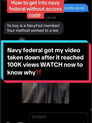 Do this now if you want to get into navy fed NO access code #creditunion #bank #chexsystems #earlywarning 