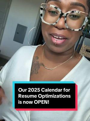 Our books for resume optimizations are officially open for 2025! Get on our calendar now before all our January slots are booked out! 🙌🏾 #6FigureChickConsulting #foryou #careertok #blackwomenintech #fyp #linkedin #techtok #foryoupage  #corporatelife #newjob #follow #careertransition #careeradvice #featureme #wfhjobs #remotejobs #followme #jobsearch #resumehelp #networking #TipOfTheDay #LinkedInTips #CareerStrategist #ResumeTips #InterviewingTips #BlackTech #CareerTransition #NewJob #JobHelp #CareerAdvice #ProfessionalNetworking #CareerPlan #CareerGoals #LinkedInHelp #ResumeOptimization #SkillBuilding #ConfidenceBuilding #InterviewPrep