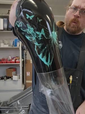 teal butterfly prosthetic socket #teal #clear #resin #butterfly #tshirt #lamination #satisfying #infusion 