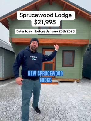 Win our latest bunkie: The Sprucewood Lodge Bunkie with Loft! Enter at bunkielife.com/win before the contest closes on January 26th! #lincolnlogs #logcabin #fyp #bunkie #guesthouse #bunkie #giveaway