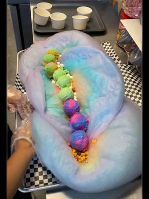 Would you try the MASSIVE cotton Candy burrito?? 3 pieces of cotton candy, layered with candy and ice cream, rolled up into one!  📍7965 S Rainbow blvd Las Vegas  #icecream #cottoncandy #dessert #lasvegas #lasvegastiktok #foodietiktok #foodtiktok 