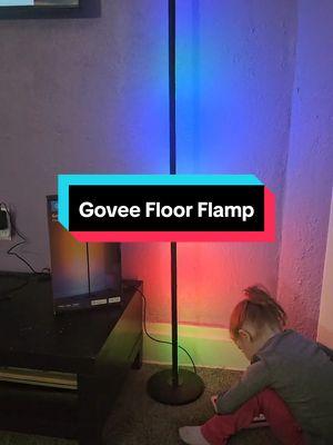 Super fun and customizable Govee Floor Lamp. My kids love watching the colors. These lamps connect to your Govee TV Backlight and can create an immersive experience while watching TV! #govee #smartlamp #floorlamp #ambiance #fun #sensory 