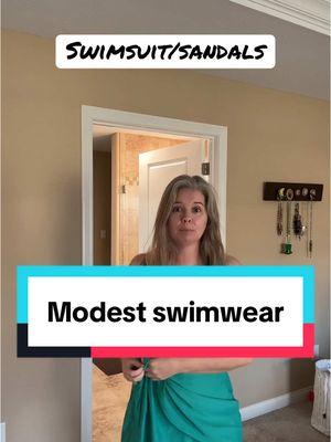 Also, I’m wearing size small for reference. I do have these linked along with the sandals in my LTK, please use my link to help support me! Appreciate you! #modestswimwear #modestfashion #swimsuits #tevas #tevasandals #platformsandals #amazon 