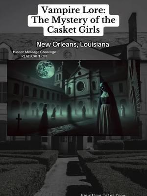 #creatorsearchinsights Vampire Lore: The Mystery of the Casket Girls ⚰️👻 Hidden Message Challenge 💳 do you believe in the legend of the Ursuline Covent vampires?🧛🏻‍♂️ somewhere in the video, there’s a hidden message left by THEM! 👀. ✨ Challenge: find the hidden message and comment it below for a chance to win a gift card to your favorite lunch spot! (Yes, we’ll DM the winner & let you pick your fave restaurant; value $25)  🔎 Watch closely .. it’s tricky to spot! Good luck… but be careful what you uncover. 😨 #scariestplacesonearth  #hauntedhistory #neworleans #vampirelore #ghoststories #urbanlegend #chillingtales #hauntedplaces 