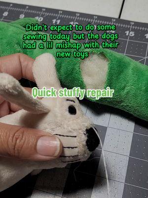 Fixing the doggies new toys. Even though they'll be torn up again 😆 #doggie #doggies #doggiesoftiktok #dogtoys #doggystuff #doggystuffie #stuffedanimals #stuffedanimal 