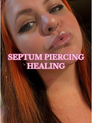 Healing my septum piercing over the course of two months! 😍 Legit the easiest piercing to heal. Aside from the painful crusties for about two weeks, this piercing has healed quickly, smoothly & easily - with absolutely no irritation bumps!  Just make sure that your piercer is piercing you in the “sweet spot” & not through the cartilage - & you’ll be set! 🩷✨ #septumgang #septumpiercing #piercinghealing #elpepe  