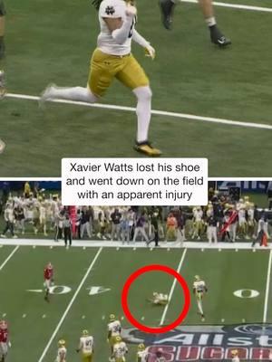 Lose your shoe? Hit the turf and force an injury timeout. (🎥: ESPN) #notredamefootball #notredame #cfp