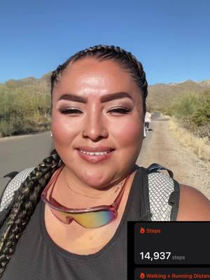 Just another day of hiking in 73 degree! #solohiker #deserthiker #twobraids #indigenioustiktok #indigeniousfitness #gym #dinetiktok #nativefitness #rezmom #navajotiktok #navajonation 