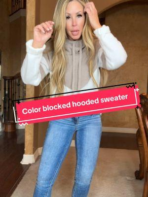 My fave sweater hoodie 💗 #sweater #hoodie #hoodedsweater #colorblock #TikTokShopCreatorPics #TTSDelightNow #fashionlookbook #newyearnewme #giftguide #mademyyear #outfitinspo #OOTD 