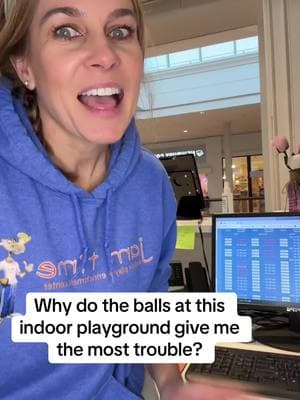 Balls don’t get put up the 🍎 tree where they belong yet get flung over netting to where they don’t belong #indoorplayground #indoorplaygroundowner #jamtimeplay 