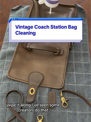 Super quick vintage Coach cleaning 🫧🫧👜 #vintagecoach #stationbag #fyp #leathercleaning #coach #saddlesoap 