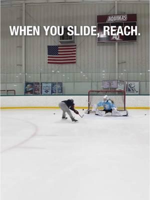 When you slide. REACH! #hockey #hockeygoalies #goaliecoaches #goalies 