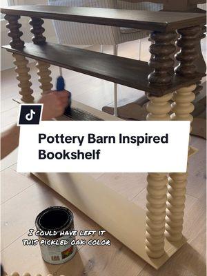 Pottery Barn-inspired shelves with a budget-friendly twist! For the record, there's no way this bed is a real Jenny Lind bed. It would've been more expensive than $40 and had some sort of branding on it, right?? #diyhomedecor #bookshelves #potterybarn 