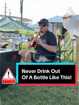 Warning never drink out of a bottle like this ⚠️  Only a guy named sketchy would do this, right?  #tailgating #warning #fyp #drinking 