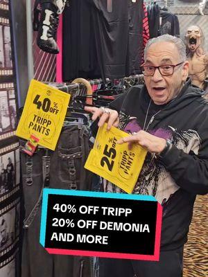 40% OFF TRIPP ALL DEMONIA 20% OFF ALL LEATHERS 30% OFF BOGO ALL STERLING SILVER  BOGO ALL STAINLESS STEEL RINGS 3 FOR $5 90s CRAP BIN 🎅 2620 W FLETCHER OR WWW.THEALLEY.COM IF YOU DARE ☠️  #trippnyc #tripppants #tripp ##leatherjacket #harleydavidson #demonia #demoniaboots #platforms #platformshoes #bikerjacket #motorcyclelife #motorcyclejacket #robzombie #gothstyle #gothchristmas ##gothjewlery #chicagolocal #metrochicago #thesaltshed #chicagovintage #chicagoband  #NOSFERATU #nosferatumovie 