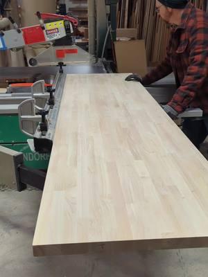 When you need to cut a bench top to size, a sliding table saw sure helps! #woodworking #cabinetmaker #homedecor #dropzone #interiordesign #homemakeover #omaha 