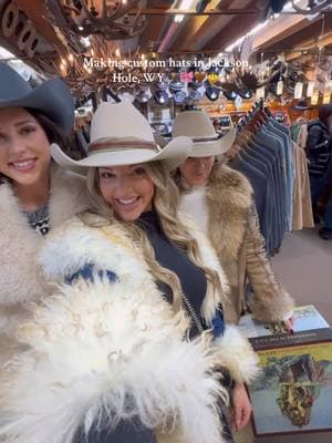 Did not think through fitting these in our suitcases!!! 🤭 #jacksonhole #jacksonholewyoming #sisters #family #cowboyhat #customhat 