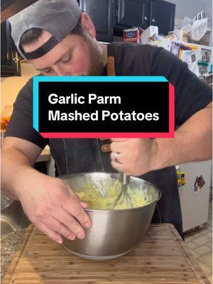 Replying to @user8221385187287 Garlic Parm Mashed Potatoes! Ingredients: Yellow Potatoes - 3lbs Butter - 4tbsp Milk - 1/2-1c Sour Cream - 1/2c Minced Garlic - 2tbsp Salt Pepper Dried Chives  Parmesan - keep going  Directions: 1. Wash and dice the potatoes into quarters. You don’t have to dice them if you don’t want but it helps them soften a lot quicker. Add the potatoes to a pot and cover with water. Add a pinch of salt and boil until they are knife tender.  2. Drain the potatoes and add them to a large bowl. Add in the butter separated into some cubes. Add the sour cream, minced garlic and some of the milk and use a hand masher to smooth the out. Add more milk as needed.  3. Then season with salt, pepper, dried chives and Parmesan until your heart tells you to stop. Continue to mash the potatoes until you reach your desired texture. Enjoy! #mashedpotatoes #garlicparmmashedpotatoes #garlic #parm #garlicparm #Simplemeal #simplerecipe #food #Foodie #FoodTok #cooking #cookingtok #dinnerforkids #cookingtiktok #cookingathometiktoktv #cookingathome #homecook #homecooked #Recipe #recipes #EasyRecipe #EasyRecipes #easymeal #easydinner #DinnerIdeas #fy #fyp #foryou #foryoupage #trending #asmr #fyppppppppppppppppppppppppp