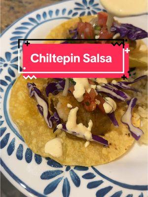 Creamy chiltepin salsa - perfect topping for shrimp tacos! Be warned - it’s spicy! All you need is a bag of tepin peppers (7g), 1/2 lemon, 1/2 cup of mayonnaise, and 1/2 cup of sour cream #Chiltepin #ChileTepin #Tepin #SalsaChiltepin 