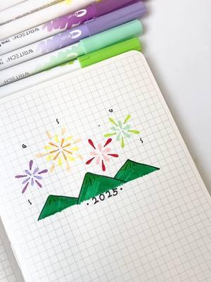 Draw fireworks in your journal!🎆 Happy new year!  #writech #pen #fyp #2025 #journalpage #journal #firework #brushpen #doodle #stationery#journalinspo